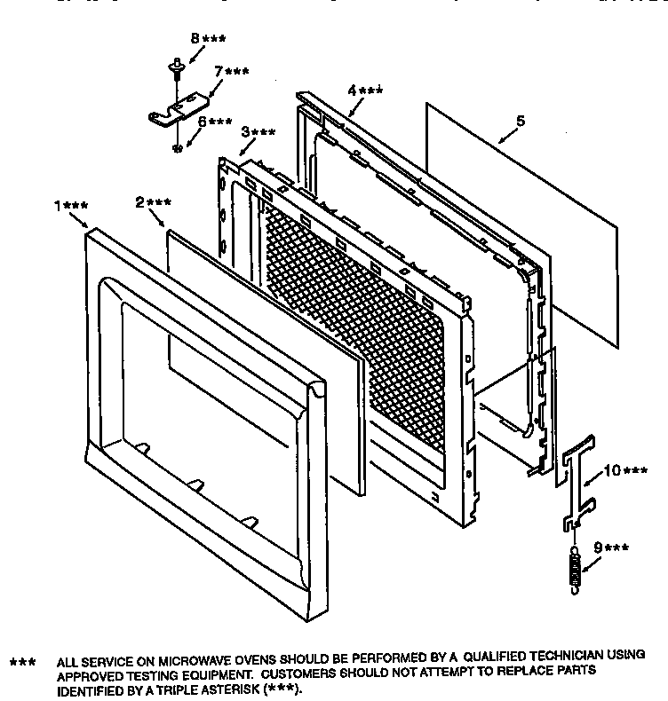 Door Diagram and Parts List for 56568200790  Kenmore Microwave