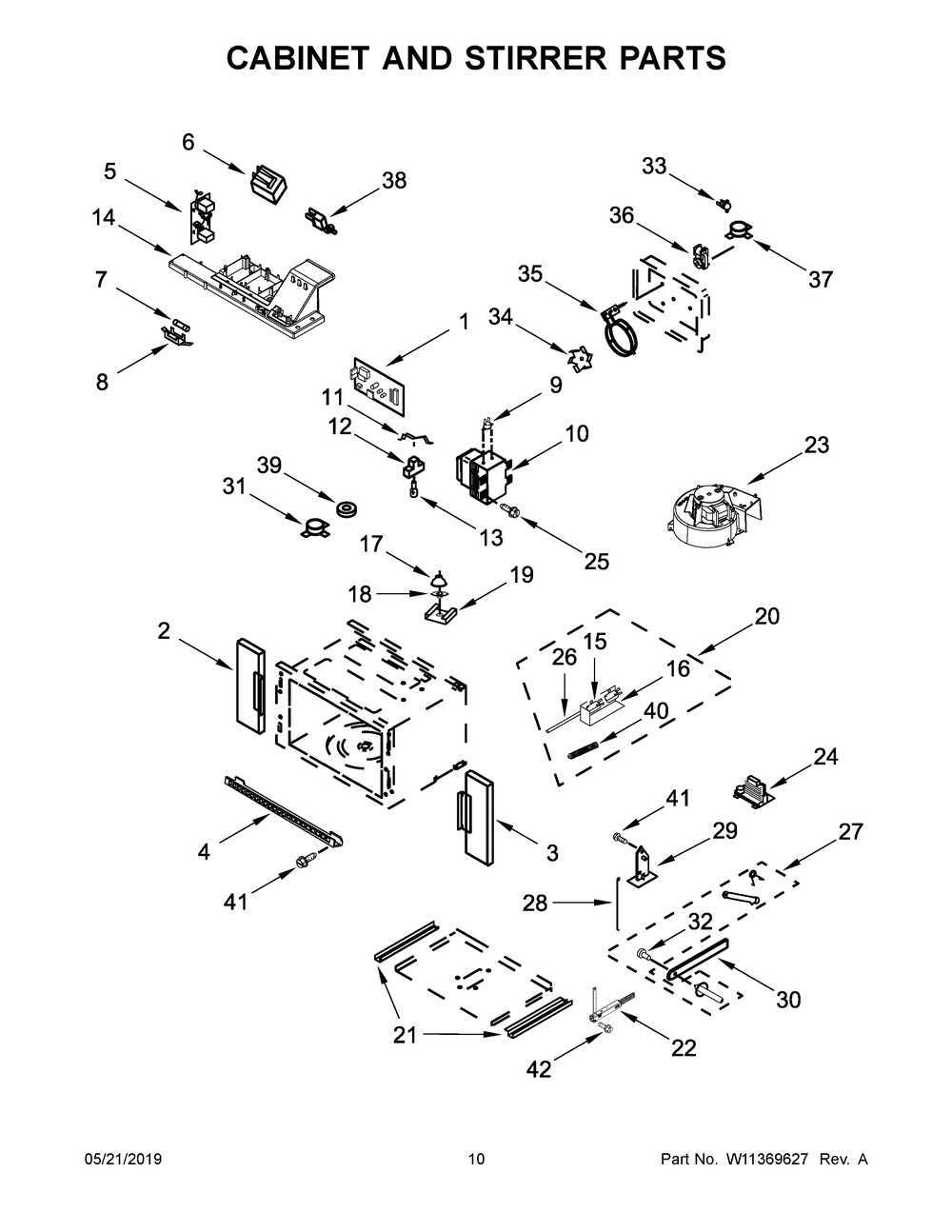 Cabinet And Stirrer Parts Diagram and Parts List for JMW2427IL02  Maytag Microwave Oven Combo