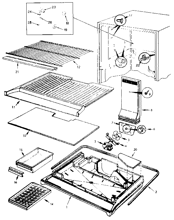 Freezer Compartment Diagram and Parts List for JRT196B MAJ55A Jenn-Air Refrigerator