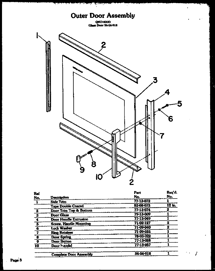 Page 18 Diagram and Parts List for QMD-800D  Amana Microwave