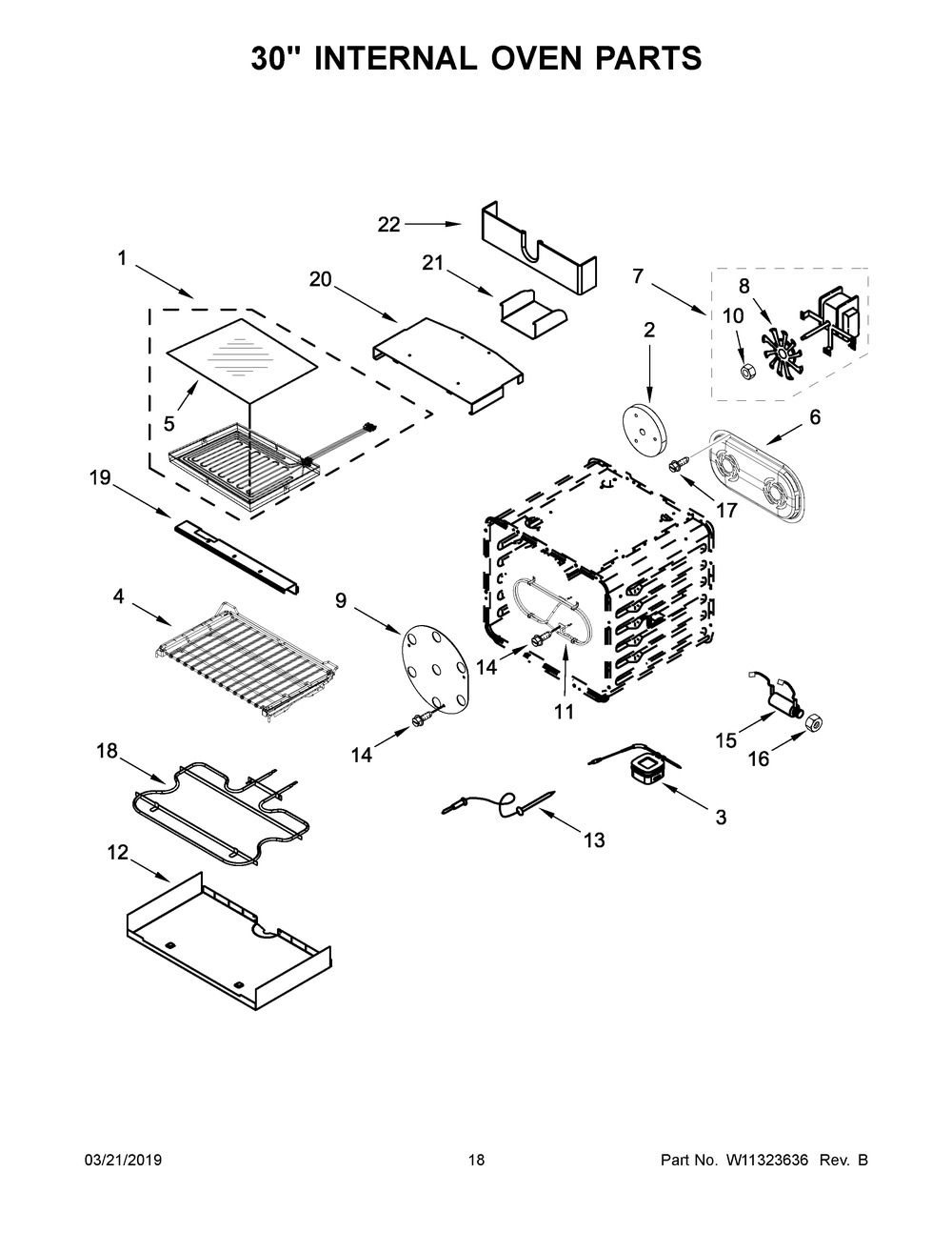 30" Internal Oven Parts Diagram and Parts List for JDRP548HL00  Maytag Range