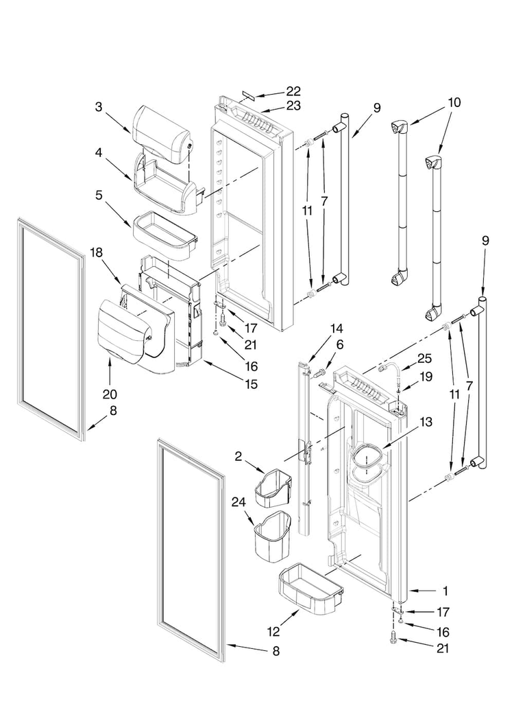 Refrigerator Door Parts Diagram and Parts List for JFI2089AEB2  Jenn-Air Refrigerator
