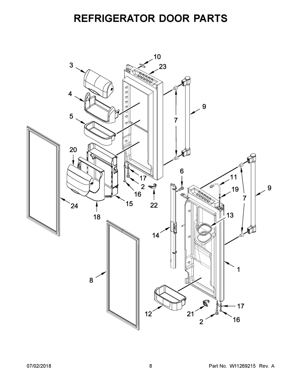 Refrigerator Door Parts Diagram and Parts List for MFI2269FRZ03  Maytag Refrigerator