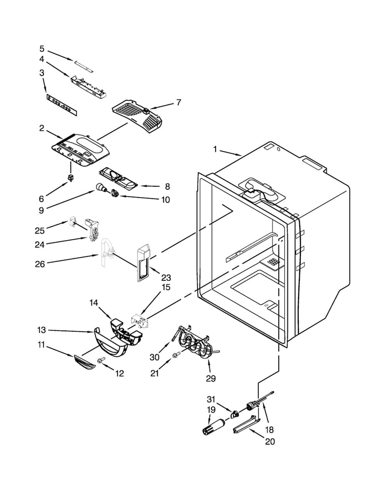 Refrigerator Liner Parts Diagram and Parts List for JFC2290VTB5  Jenn-Air Refrigerator