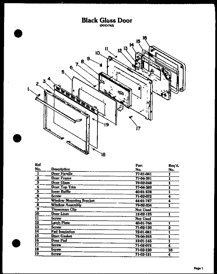 Page 2 Diagram and Parts List for DDO-762  Amana Microwave