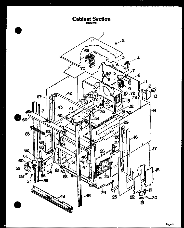 CABINET SECTION Diagram and Parts List for DDO-762  Amana Microwave