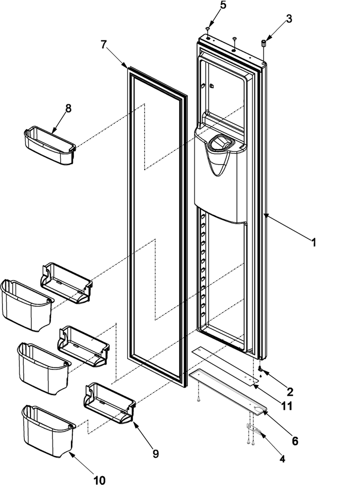 Freezer Door Diagram and Parts List for ARS9269BS-PARS9269BS1  Amana Refrigerator