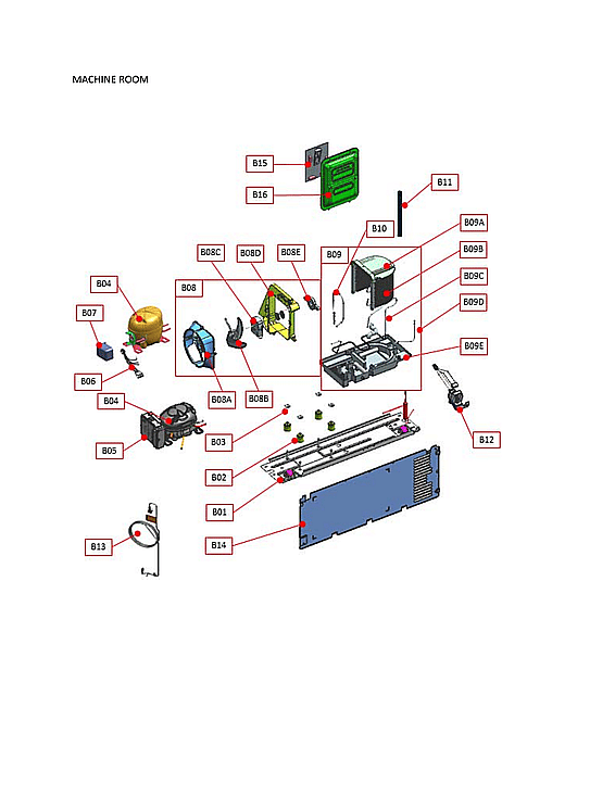 Machine Room Parts Diagram and Parts List for 11160762220  Kenmore Refrigerator