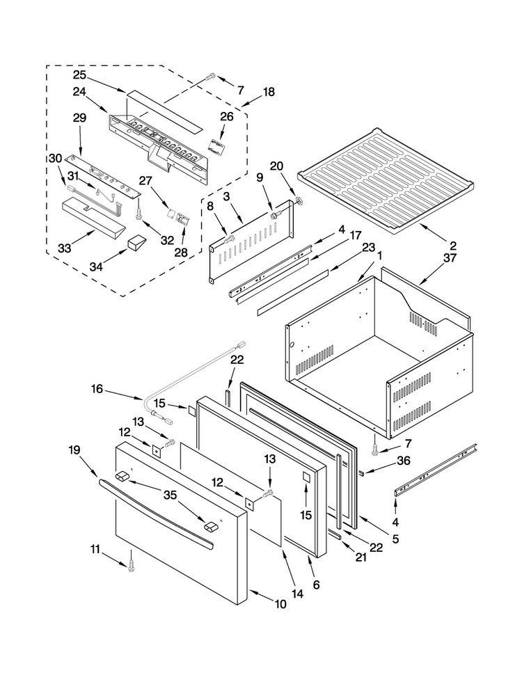 Upper Drawer Parts Diagram and Parts List for JUD248CWRS00  Jenn-Air Refrigerator