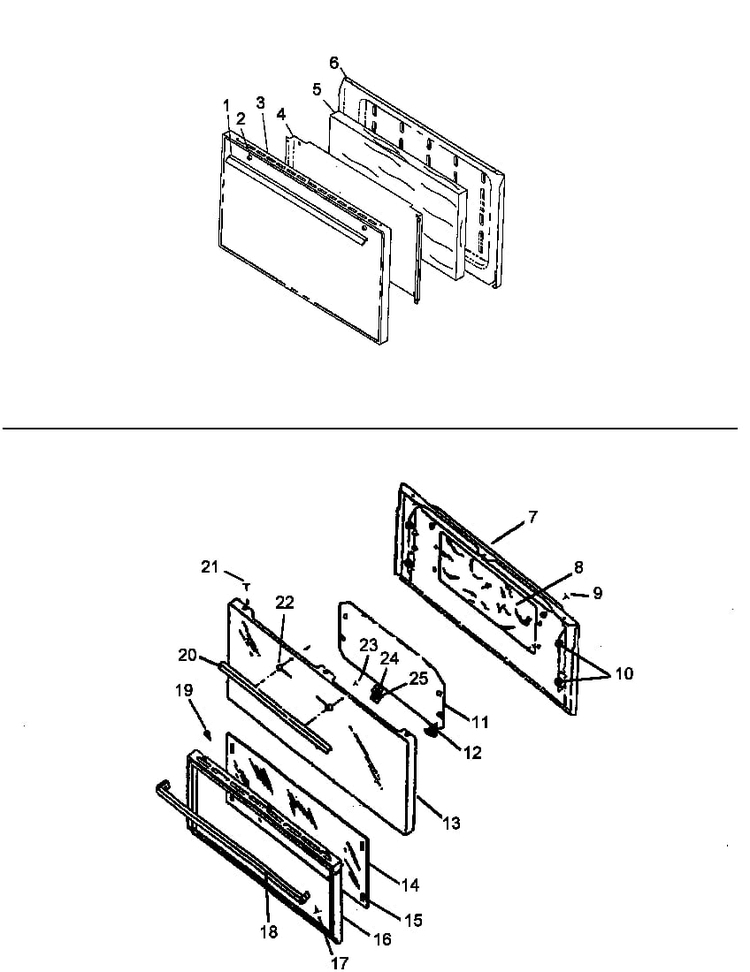 Oven Door Assy-solid Door Diagram and Parts List for SBP22AH0-P1143159NW  Amana Range