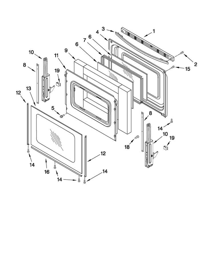 Door Parts Diagram and Parts List for AGR6011VDB2  Amana Range