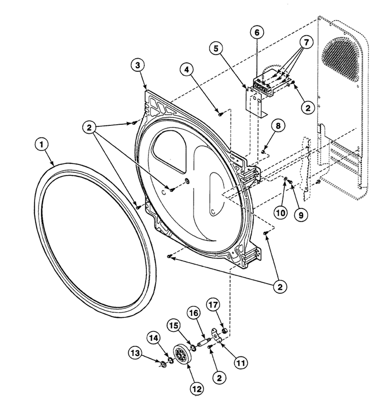 Roller Assy Diagram and Parts List for SSEA17WJ  Speed Queen Dryer