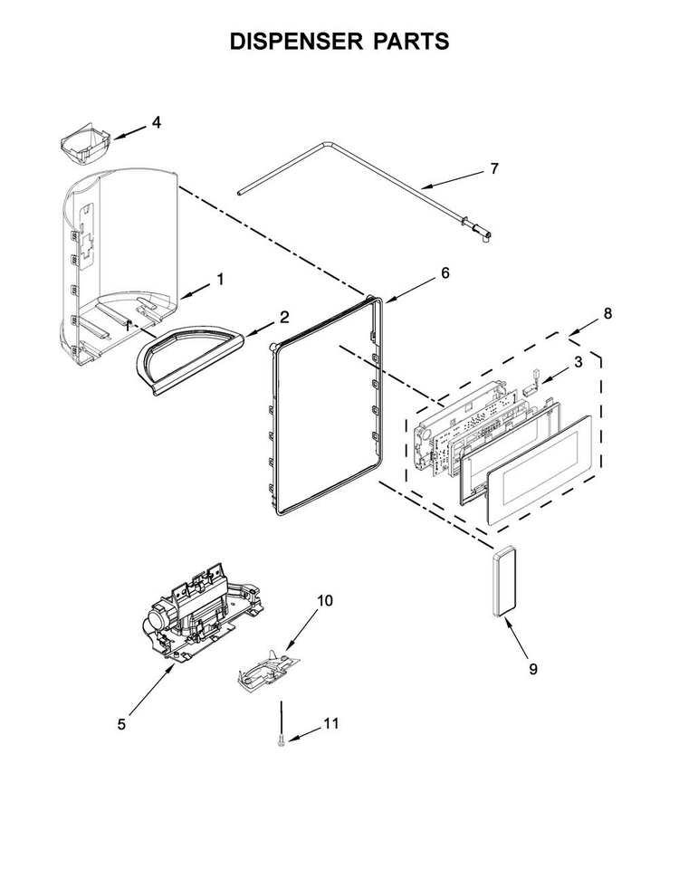 Dispenser Parts Diagram and Parts List for MSS26C6MFB00  Maytag Refrigerator