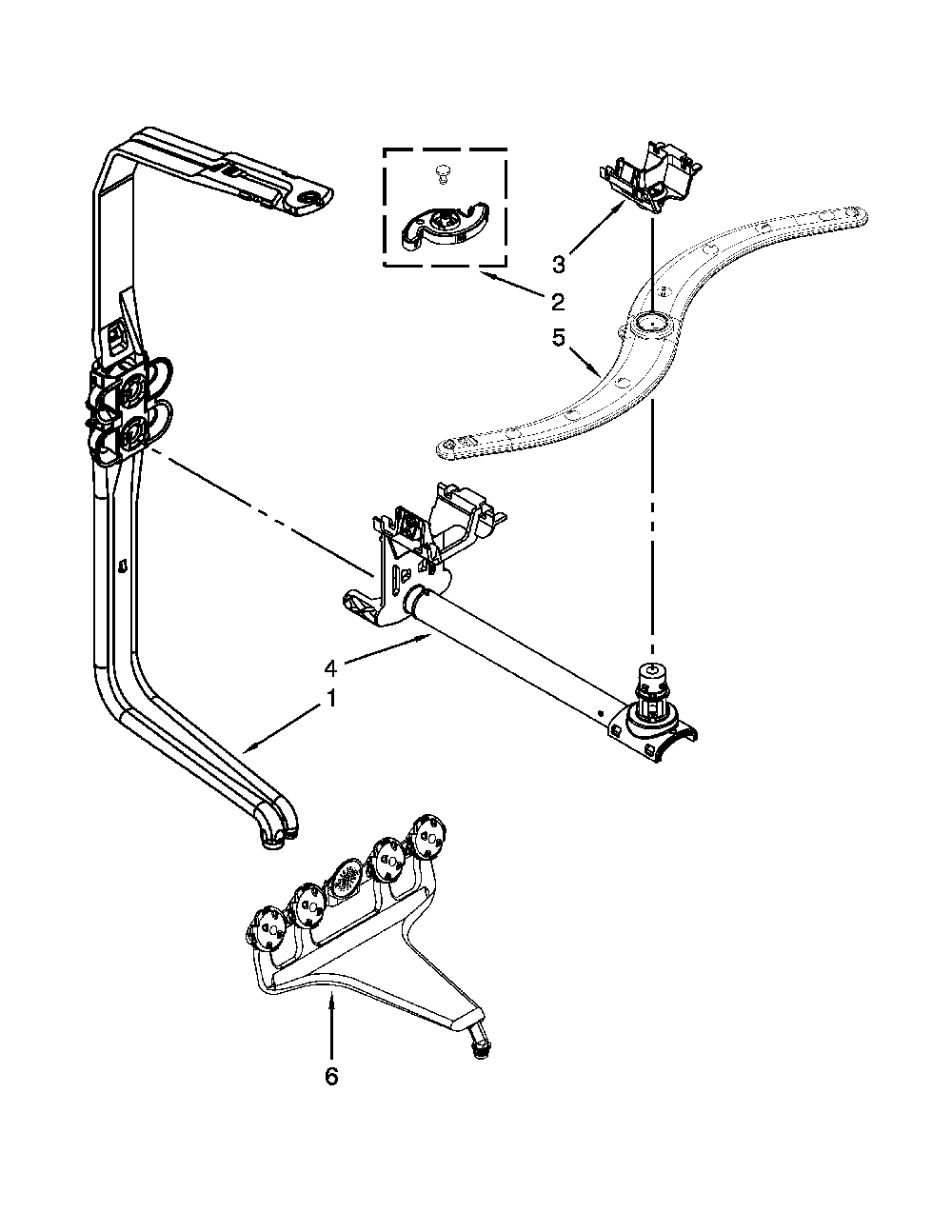 Upper Wash And Rinse Parts Diagram and Parts List for 66513972K105  Kenmore Dishwasher