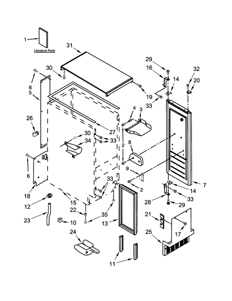 Cabinet, Door And Liner Parts Diagram and Parts List for JIM158XYCX1  Jenn-Air Ice Maker