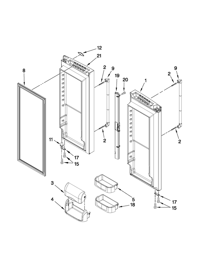 Refrigerator Door Parts Diagram and Parts List for JFC2290VEP7  Jenn-Air Refrigerator