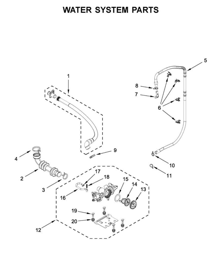 Water System Parts Diagram and Parts List for MHW8630HC2  Maytag Washer