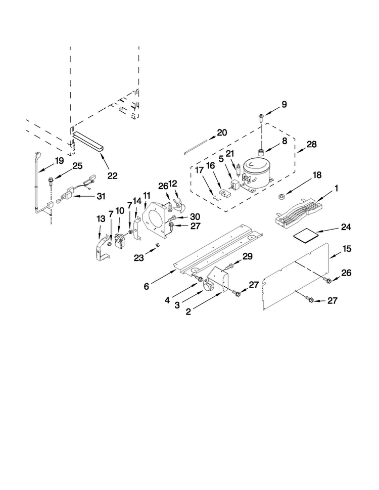 Unit Parts Diagram and Parts List for JUR248LYEP00  Jenn-Air Refrigerator