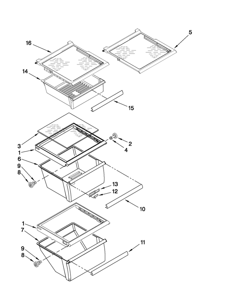Refrigerator Shelf Parts Diagram and Parts List for MSD2573VES03  Maytag Refrigerator