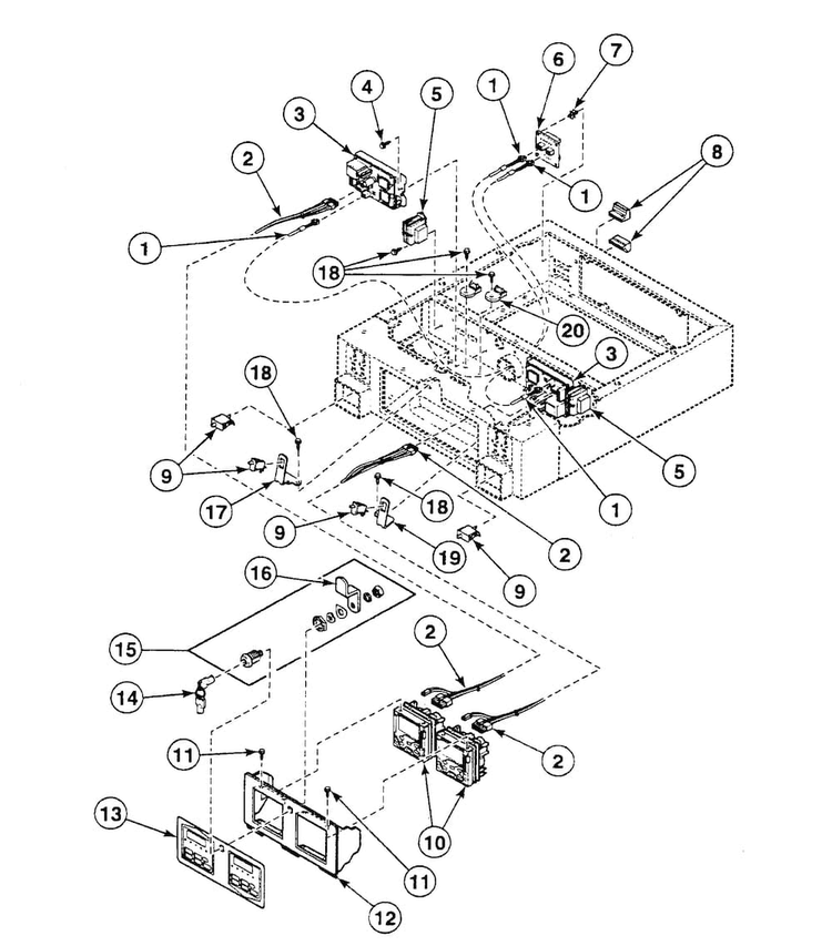 Control Panel Diagram and Parts List for SSEX07WF  Speed Queen Dryer