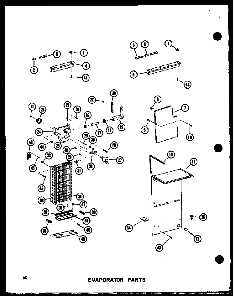 Evaporator Parts Diagram and Parts List for SRI19C-P73320-54W  Amana Refrigerator