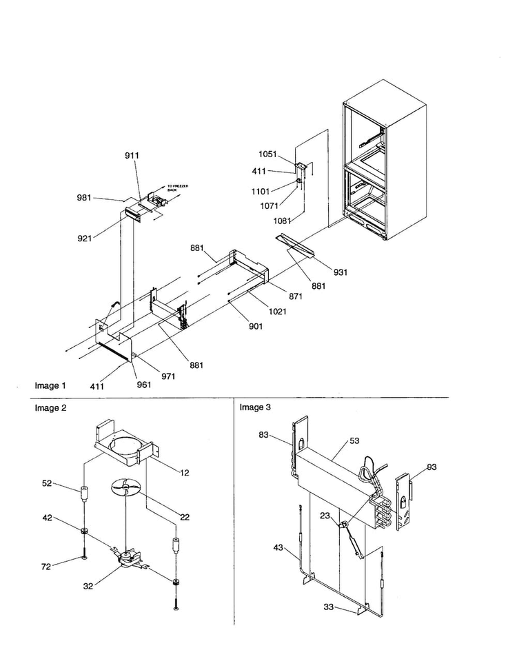 Evaporator/freezer Control Diagram and Parts List for BR18V1C-P1320707WC  Amana Refrigerator
