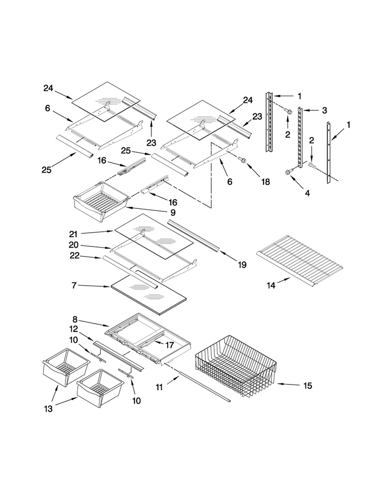 Shelf Parts Diagram and Parts List for ABB1921DEW6  Amana Refrigerator