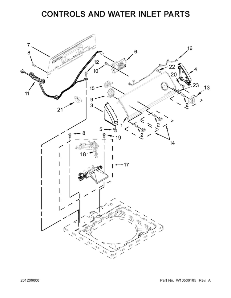 Controls And Water Inlet Parts Diagram and Parts List for CAW9244XQ4  Crosley Washer
