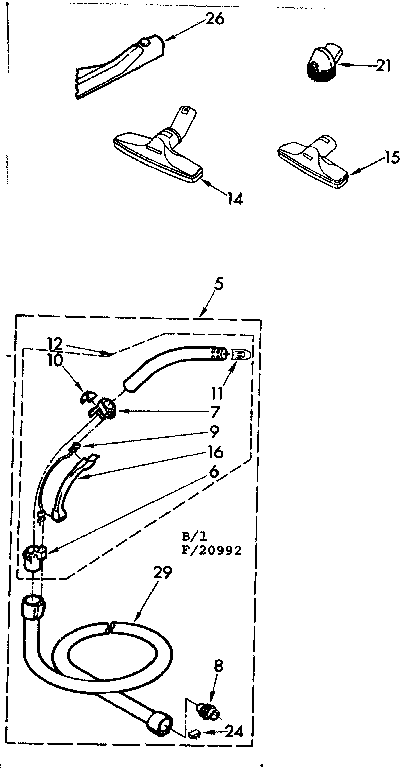 Attachment Parts Diagram and Parts List for 11620992  Kenmore Canister Vacuum
