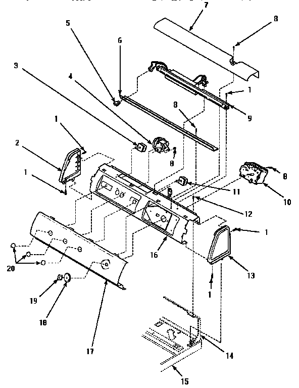 Graphic Panel & Controls Diagram and Parts List for LW8413W2 LW8413W2A Amana Washer