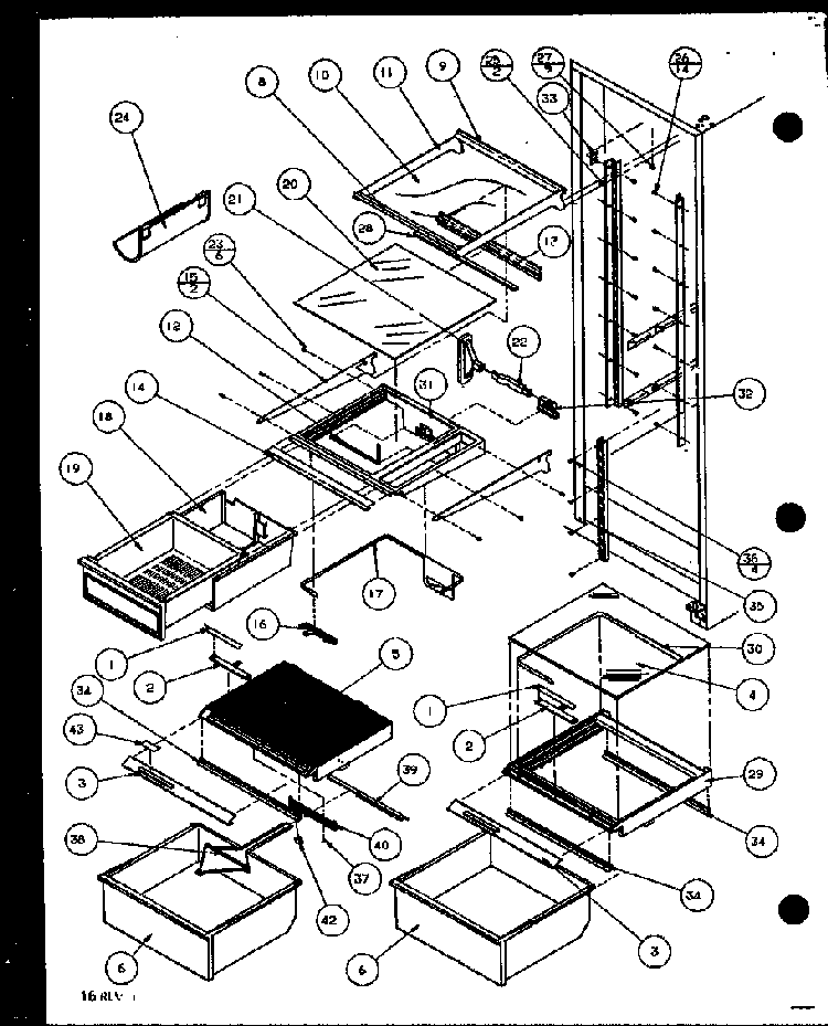 Refrigerator Shelving And Drawers Diagram and Parts List for SZD20MPL-P1120204WL  Amana Refrigerator