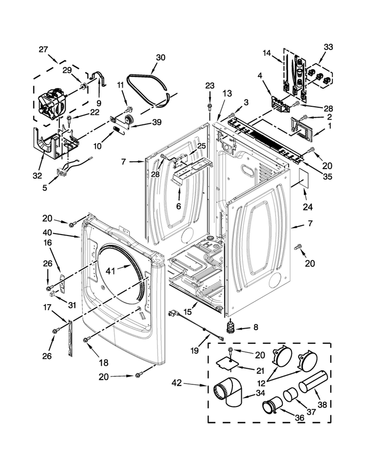 Cabinet Parts Diagram and Parts List for MED7100DW0  Maytag Dryer