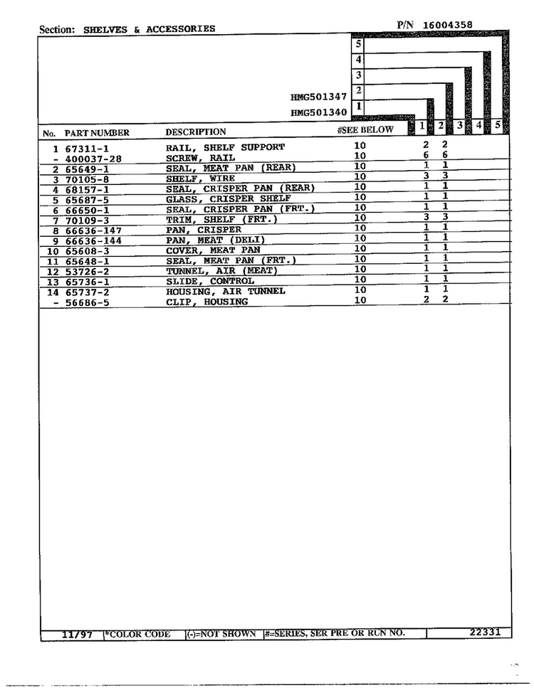 Shelves And Accessories Page 2 Diagram and Parts List for 501340  Admiral Refrigerator
