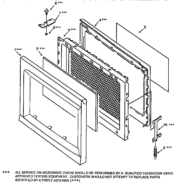 Door Diagram and Parts List for 56568300790  Kenmore Microwave