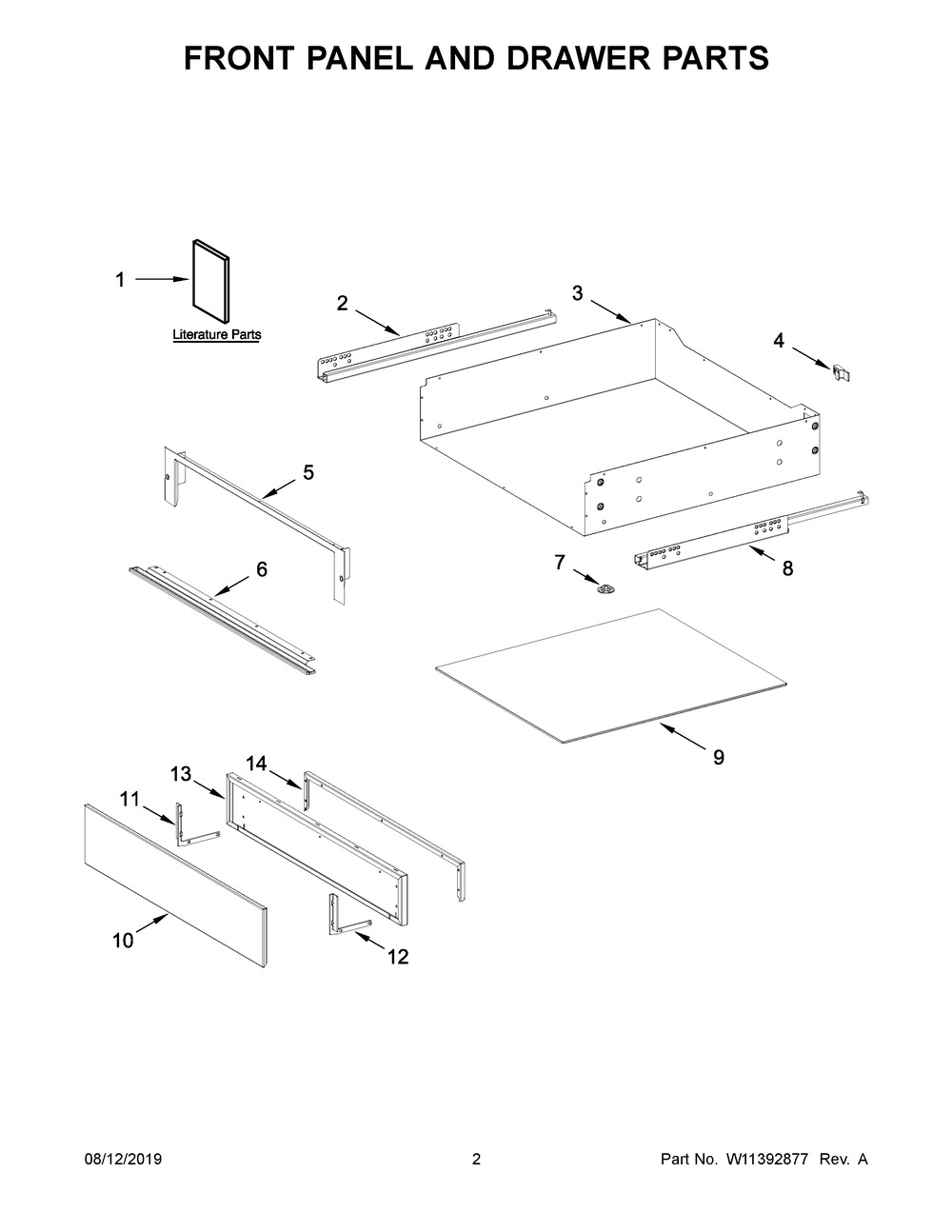Front Panel And Drawer Parts Diagram and Parts List for JJD3024HM0  Maytag Warming Drawer