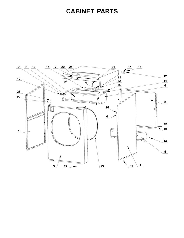 Cabinet Parts Diagram and Parts List for MXS65PDATS  Maytag Washer