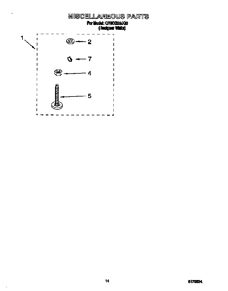 Miscellaneous Diagram and Parts List for CAWX629JQ0  Crosley Washer