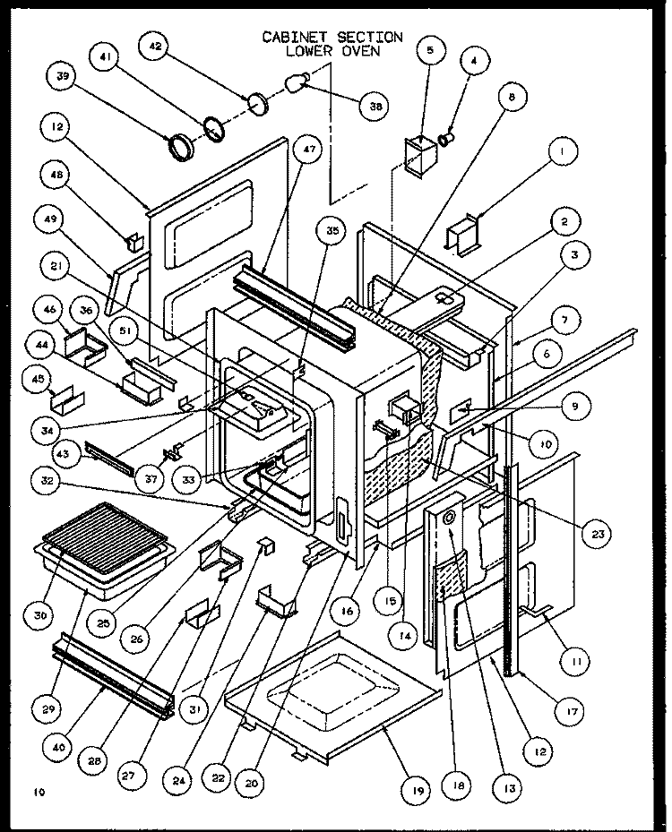 CABINET SECTION LOWER OVEN Diagram and Parts List for AO27DG P1113405S Amana Range