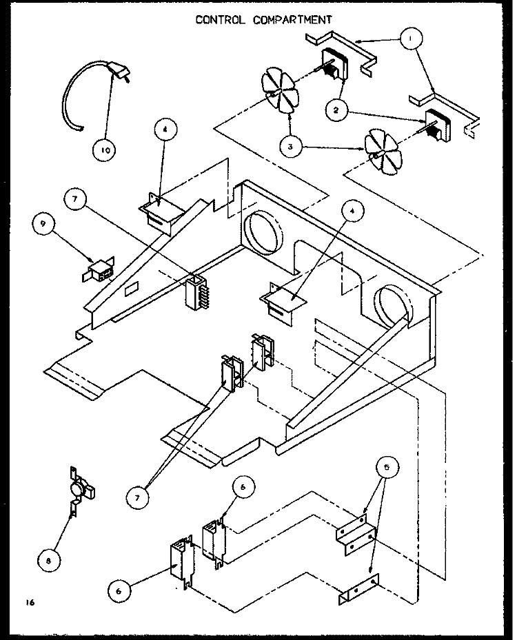 CONTROL COMPARTMENT Diagram and Parts List for AO27DG P1113405S Amana Range