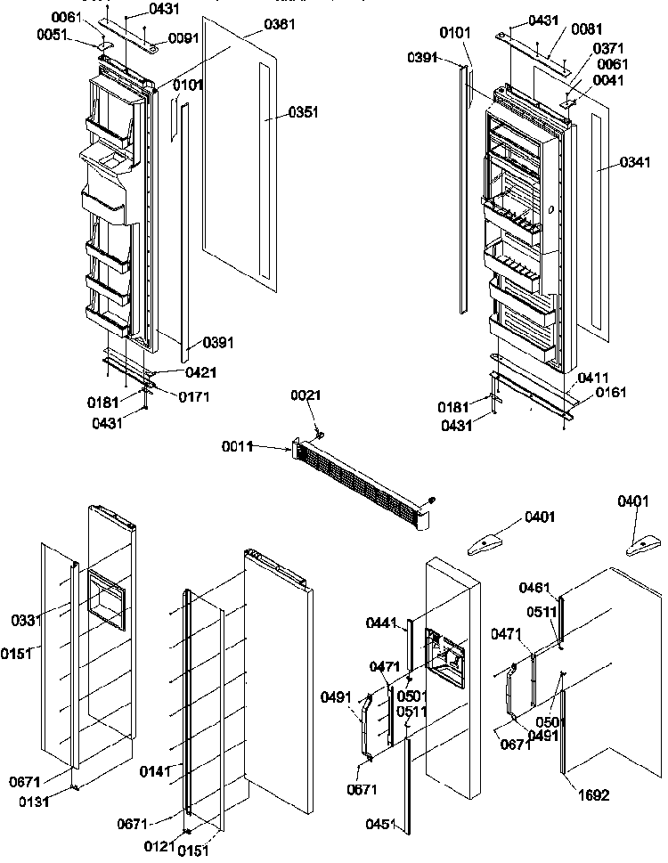 Handles, Trim, And Toe Grille Kits Diagram and Parts List for SB520TW-P1308601WW  Amana Refrigerator