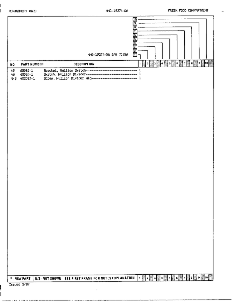 Fresh Food Compartment Page 3 Diagram and Parts List for 19274A  Admiral Refrigerator