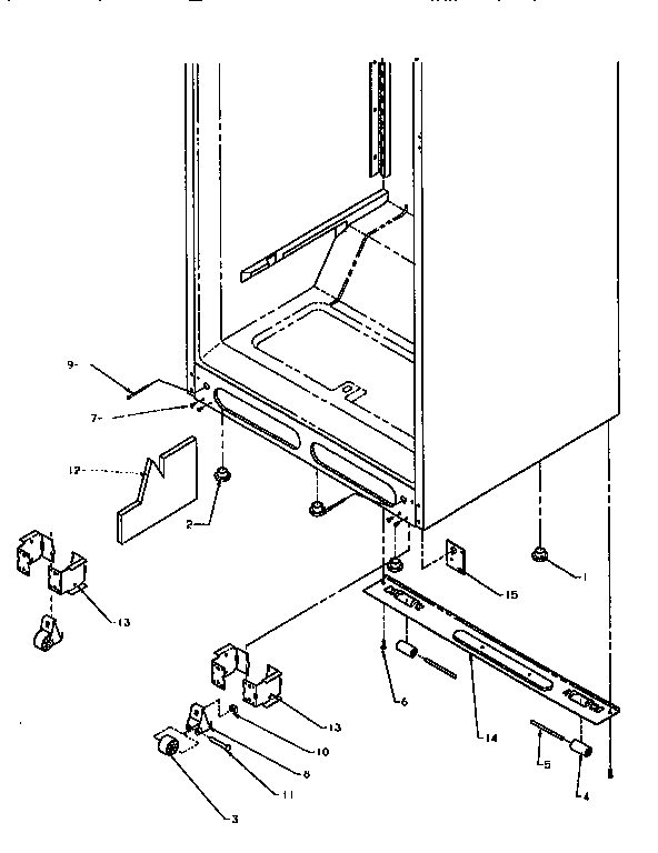 Cabinet Bottom Diagram and Parts List for TV18S3W-P1194901W  Amana Refrigerator