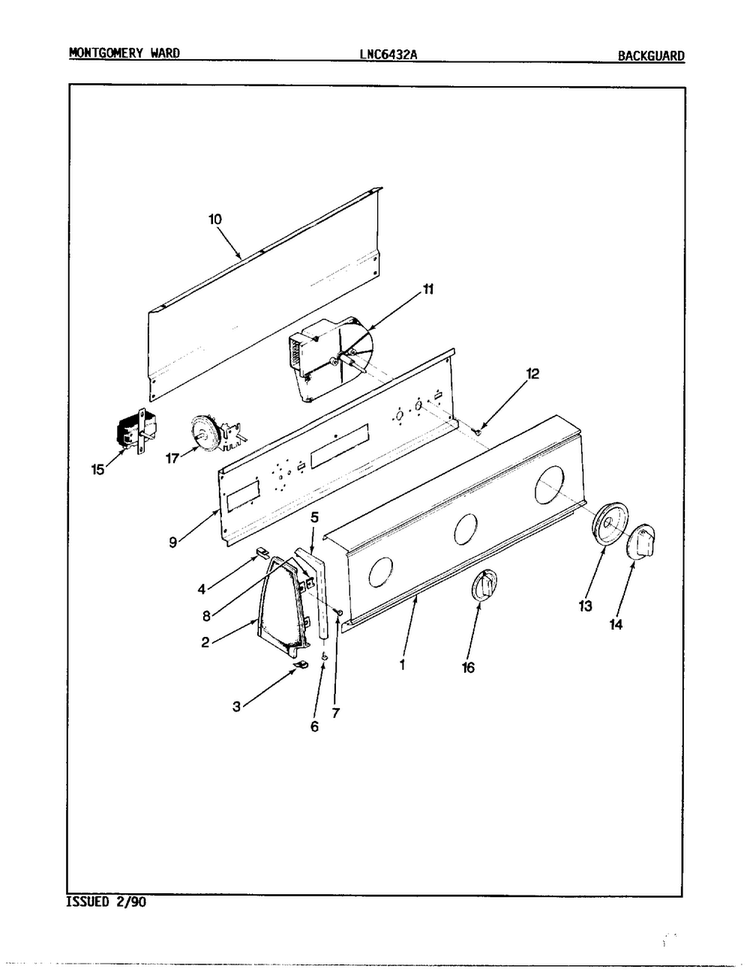 Automatic Washer/backguard Diagram and Parts List for 6432A  Norge Washer