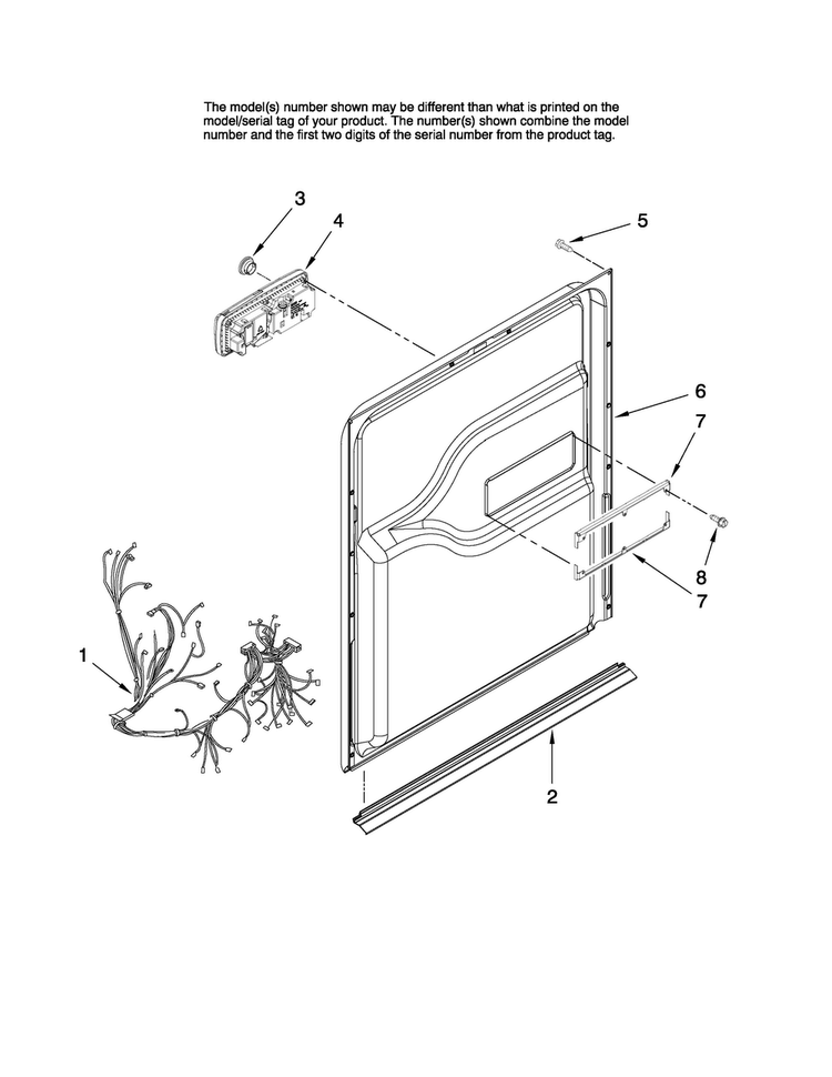 Door And Latch Parts Diagram and Parts List for MDB8951BWB1  Maytag Dishwasher