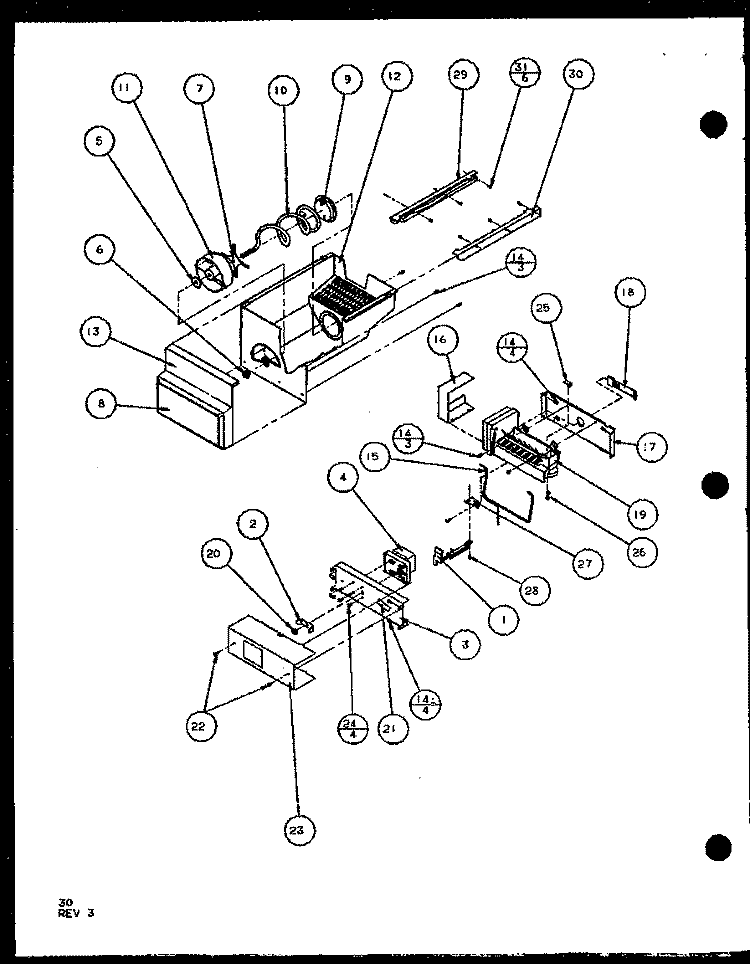 ICE BUCKET AND ICE MAKER Diagram and Parts List for SXDE25JP P7870102W Amana Refrigerator