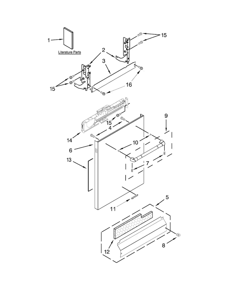 Door Panel Parts Diagram and Parts List for JDB8200AWP3  Jenn-Air Dishwasher