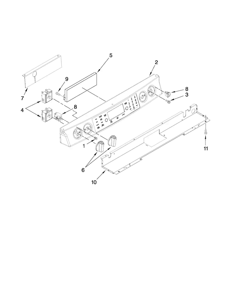 Control Panel Parts Diagram and Parts List for JES9800CAB00  Jenn-Air Range