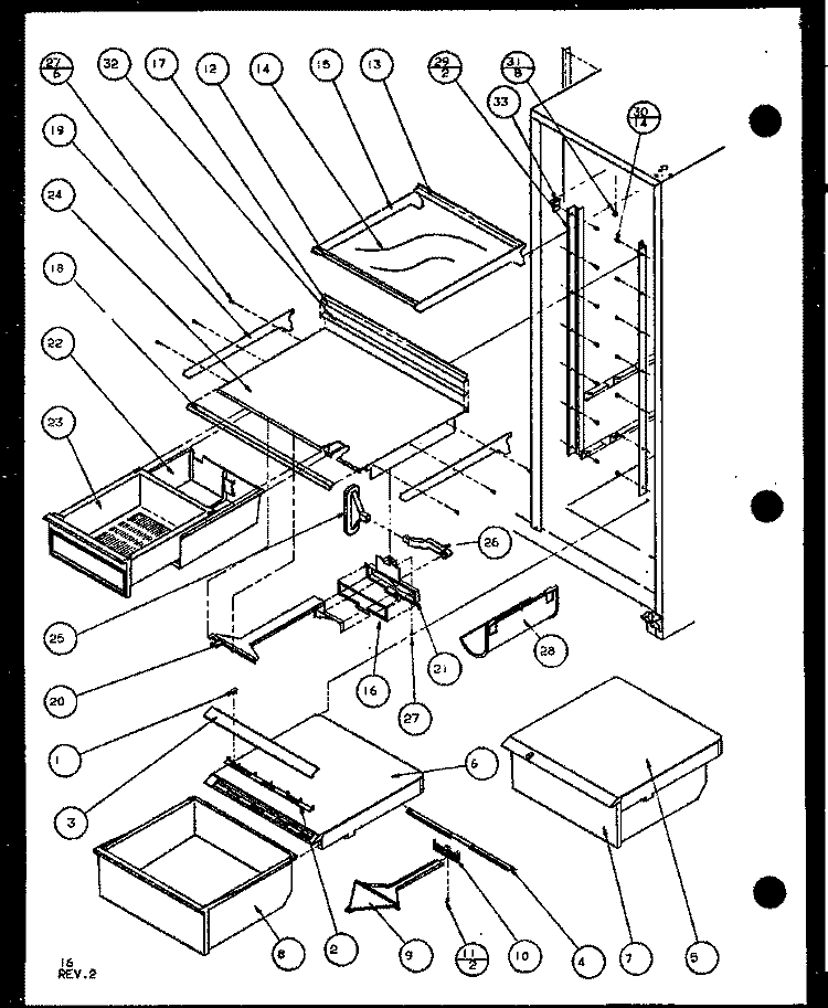 REF SHELVING AND DRAWERS Diagram and Parts List for SCD19J P7804506W Amana Refrigerator