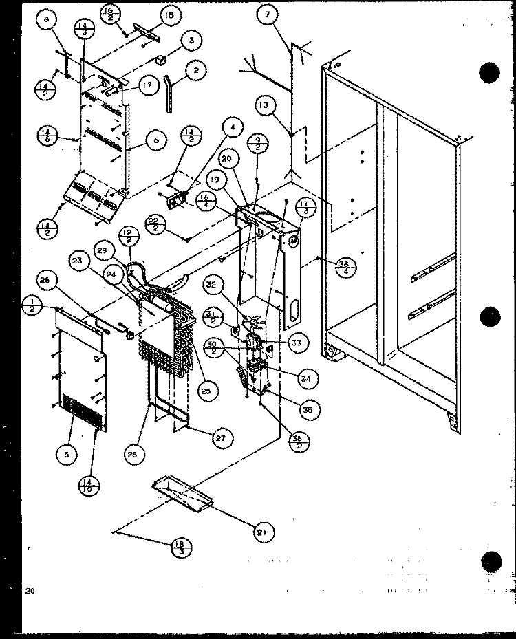 FZ EVAP AND AIR HANDLING Diagram and Parts List for SCD19J P7804506W Amana Refrigerator