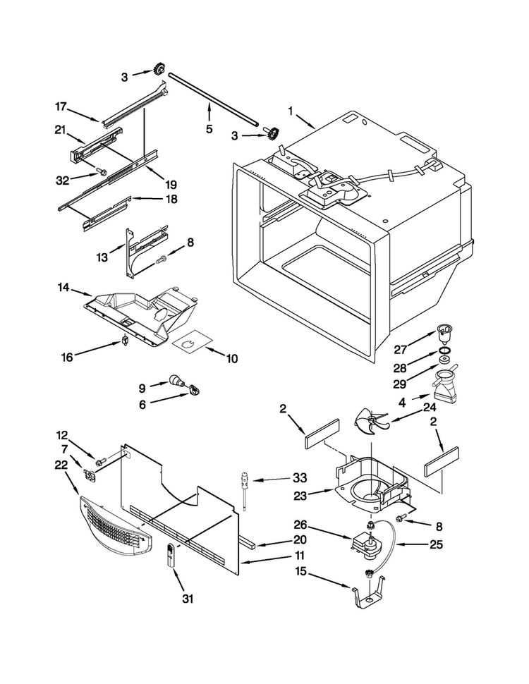 Freezer Liner Parts Diagram and Parts List for MBR1957WES3  Maytag Refrigerator